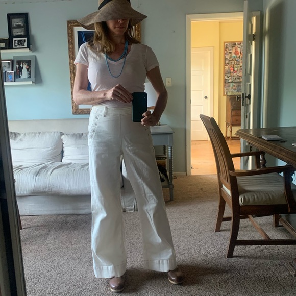 Pilcro and the Letterpress by Anthropologie White cotton flat front pants - Picture 10 of 11